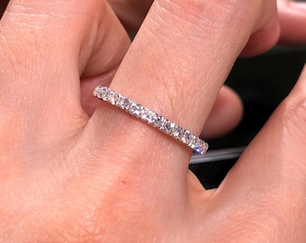 925 Sterling Silver Full Eternity Band 0.74Ctw Lab-Grown Diamonds Stackable Ring Gift for her