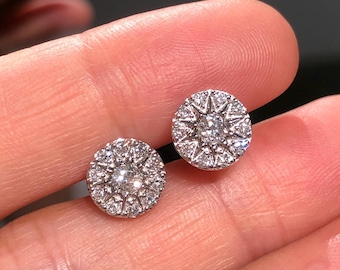 925 Sterling Silver Lab-Grown Diamond Starburst Halo Earrings – Daily Wear Jewelry