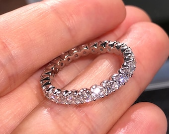 Sterling Silver Full Eternity Band 1.34Ctw Lab-Grown Diamonds Stackable Ring Gift for her