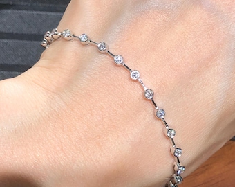Eternal Sparkle Bezel Diamond Bracelet – Lab Grown Diamonds in 925 Sterling Silver