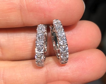 925 Sterling Silver Lab-Grown Diamond Huggie Earrings Studs Gift for Her 0.88Ctw