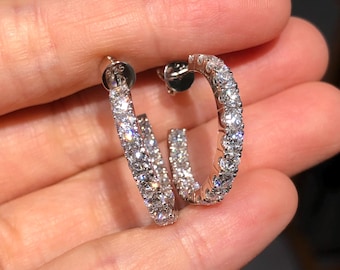 Hoop Earrings 925 Sterling Silver Lab-Grown Diamond Studs Gift for Her 2.70Ctw