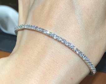 Tennis Bracelet Lab Grown Diamond 18K Gold Plated Sterling Silver Gift for her