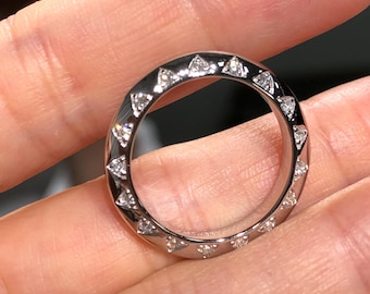 Sterling Silver Knife Band 0.46 Ctw Lab-Grown Diamonds Stackable Ring