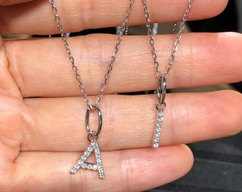 Lab Grown Letter M I A Pendant Necklace, 18K Gold Plated Sterling Silver 925