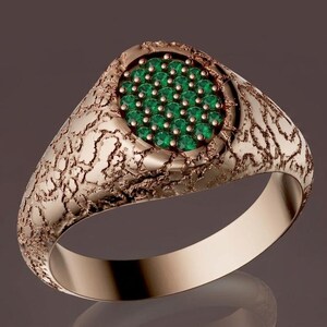 Rose Gold Sterling Silver Ring, Green Gemstone Cluster, Vintage Statement Cocktail Jewelry