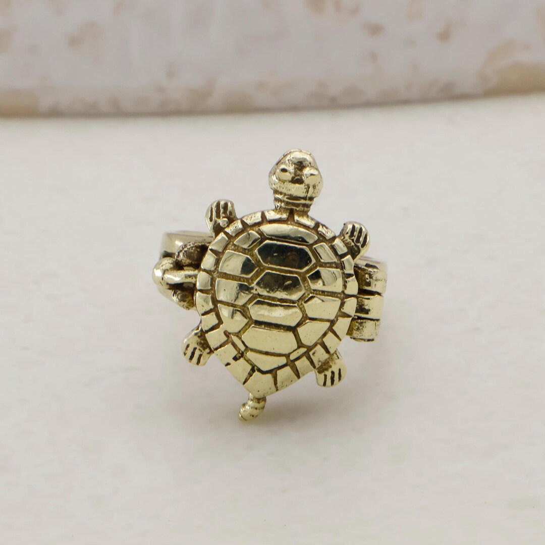 Gold Turtle Ring, Sea Turtle Statement Ring, Animal Inspired Ring ...