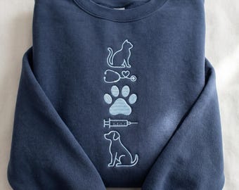 Embroidered Vet Tech Sweatshirt, Veterinary Technician Crewneck, Vet Assistant Gift