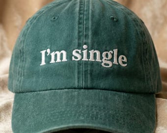 Embroidered I'm Single Hat, Vintage Washed Cotton Baseball Cap, Funny Dating Status Gift for Women and Men