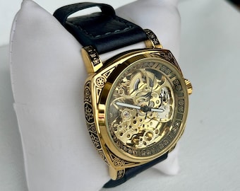 Men’s Skeleton Watch Automatic | Elegant Silver Watch | Luxury Gift for Him