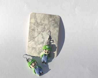 Luigi Cartoon Plastic Resin Hanging Earring Stainless Steel