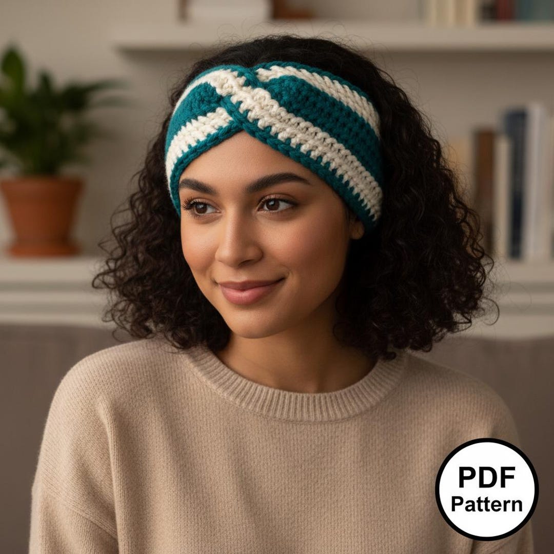 CROCHET PATTERN – Easy Knit-look Twisted Ear Warmer / Ribbed Headband ...