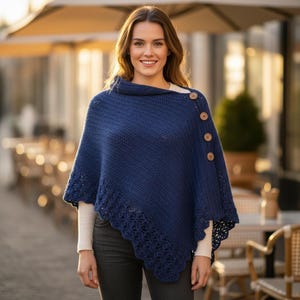 Virkmönster för Uptown Poncho | Nybörjare Chunky Rektangel PDF (Storlekar S–3XL)