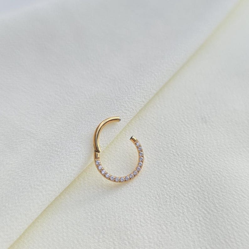 Titan Piercing Clicker, G23 Titanium, ASTM F-136, silberfarben, Septum Ring, Nasenring, Segmentring mit Scharnier, High-End Schmuck.