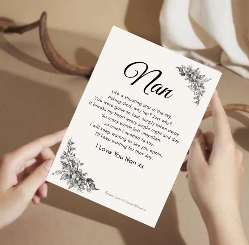 Nan Memorial Poem | in Loving Memory of Nan | Funeral Poem ...