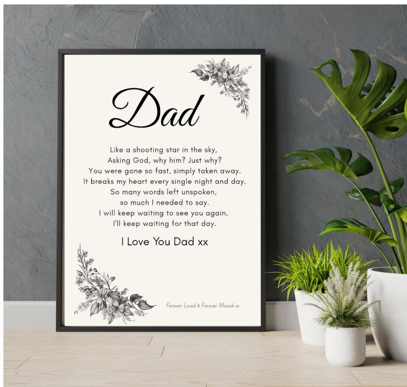In Memory of Dad Print, Memorial Poem for Dad, Loss of Dad Gift ...