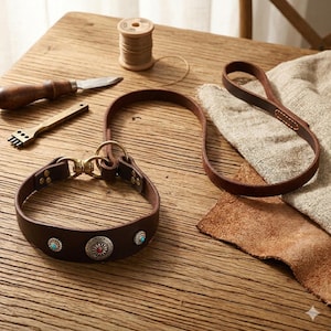 Leder Martingale Halsband und Leine Set für Windhund & Whippet, Handgefertigtes Vollnarbenleder Halsband und Hundeleine