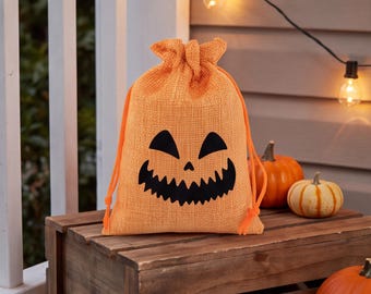 ハロウィーンのお菓子袋、不気味な顔の巾着ポーチ、トリック・オア・トリートのお菓子袋、ハロウィーンパーティーの景品、かわいい不気味なギフトバッグ
