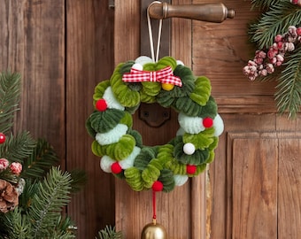 Adorno navideño para puerta, corona de peluche y adorno para árbol, linda decoración navideña para el hogar, regalo festivo de Navidad