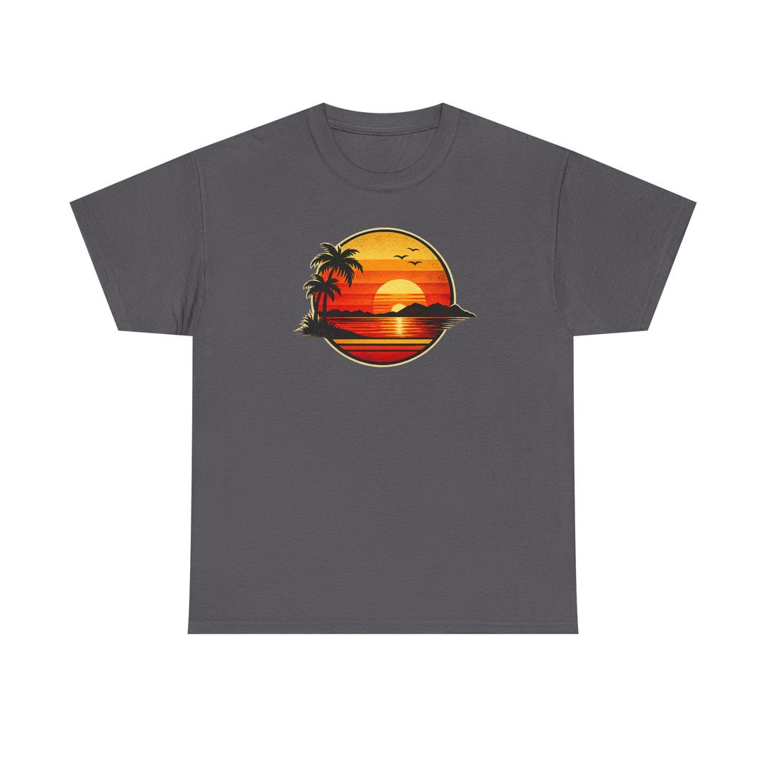 Retro Sunset Palm Tree Beach Shirt, Vintage 80s Summer Graphic Tee - Etsy