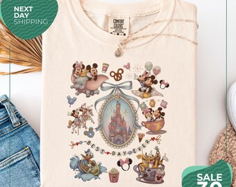 Comfort Colors® Retro Coquette Bow Disney Shirt | Mickey Minnie Girls Trip Tee | Magic Kingdom Disneyland Matching Tee | Best Day Ever