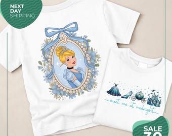 Retro Meet me at Midnight Shirt | Vintage Cinderella Inspired Shirt | Disney Cinderella Shirt | Coquette Bow Disney Castle Tee | Disney Trip