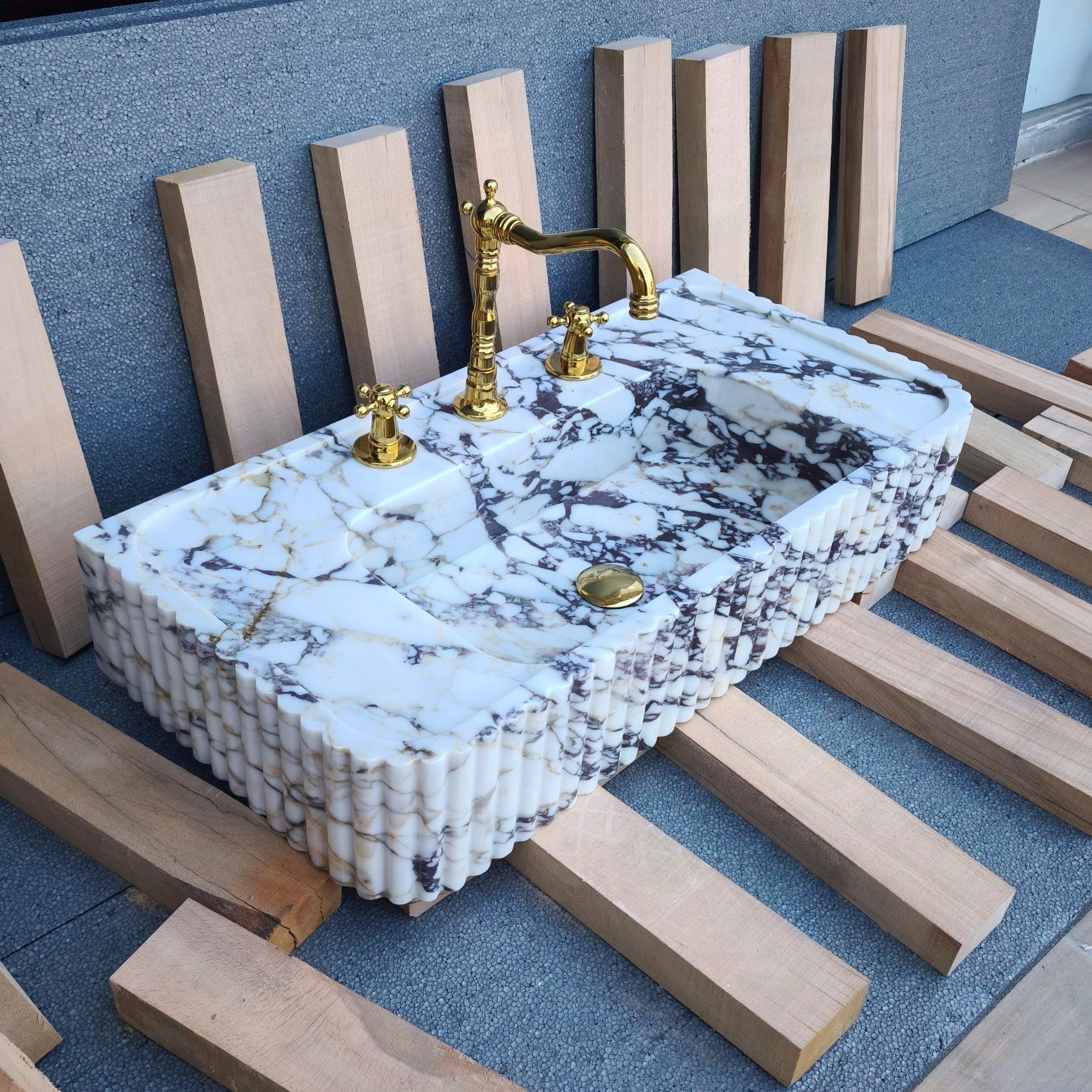 Marble Sink Calacatta Viola. Custom Ribbed Wall-mount or Countertop ...