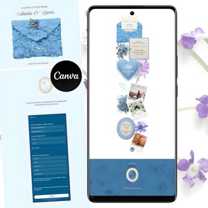 Wedding Website Template Canva  Sky Blue Digital Wedding Invitation  Editable RSVP Wedding Website  Instant Download