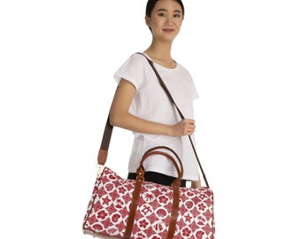 Red Tropical Marine Silhouettes Travel Bag | Waterproof Beach Pouch