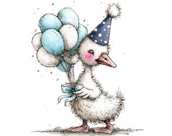44 PNG Birthday :Silly Goose Clipart Set ,Funny Goose Illustrations – Cute Party Graphics,Birthday Goose Clipart Set, Instant Download