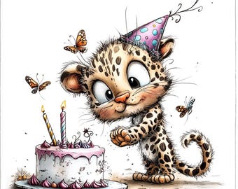 20PNG Safari Animals Birthday Party Clipart :Cute Celebration,Whimsical Quirky Safari animals, birthday clipart Bundle for Commercial Use