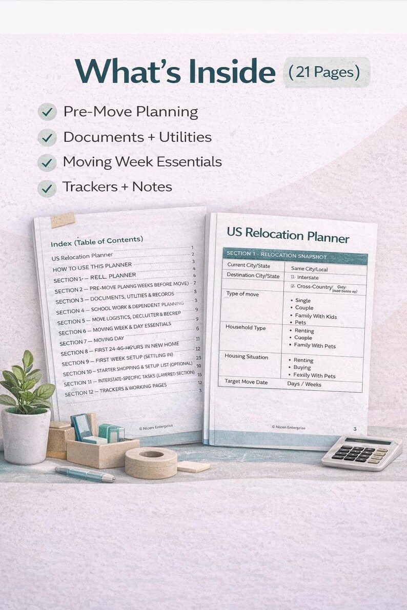 Relocation Documents Examples US Relocation Planner – Moving Checklist & Home Setup Organizer ...