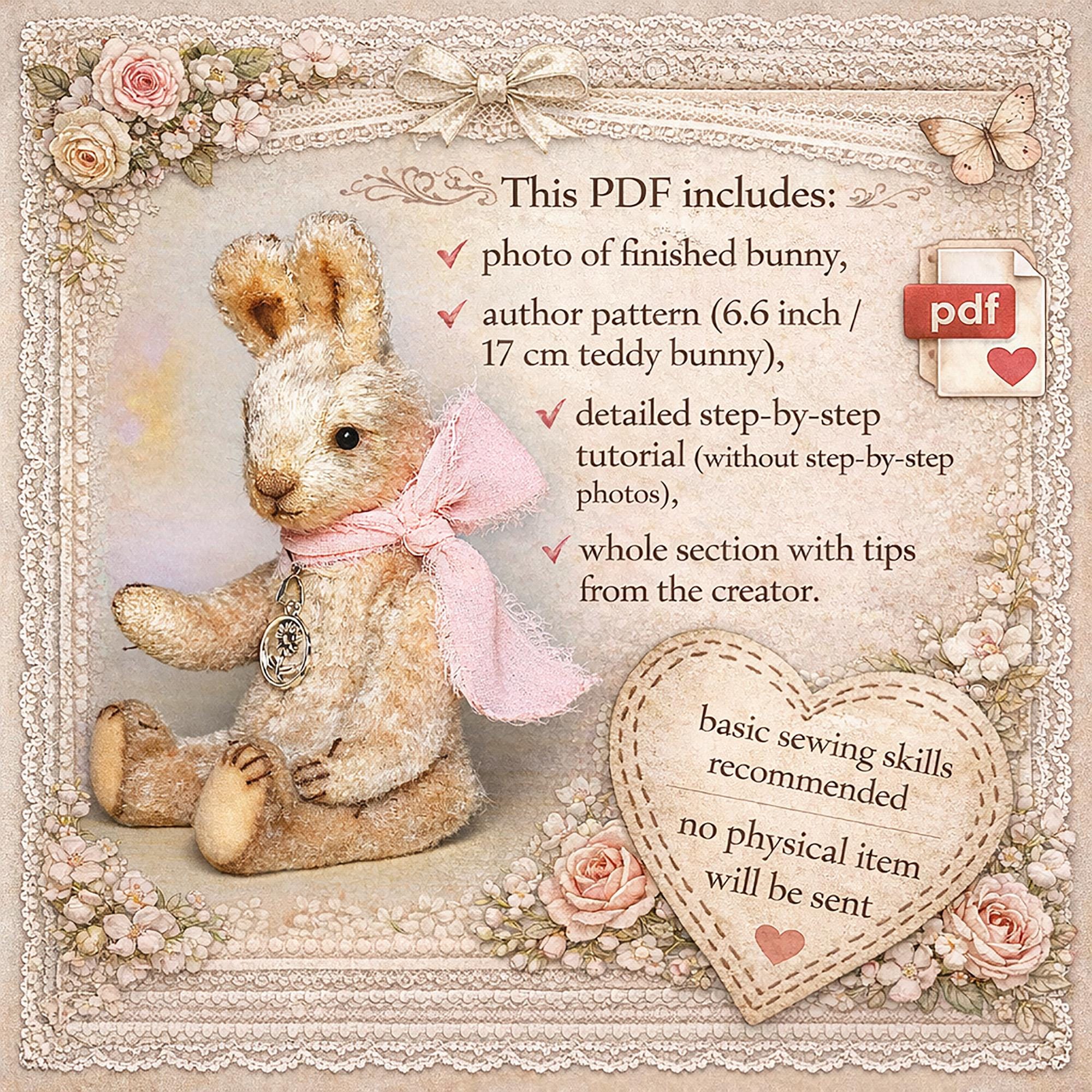 Artist Teddy Bunny Toy Sewing Pattern PDF Viscose Teddy Bunny Tutorial ...