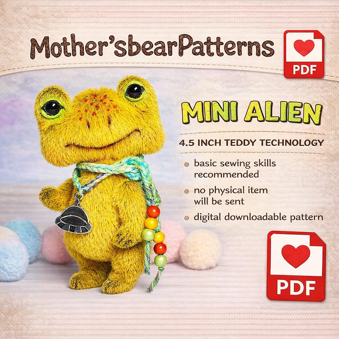Mini Plushie Alien Toy Sewing Pattern Pdf Teddy Monster Toy Diy ...