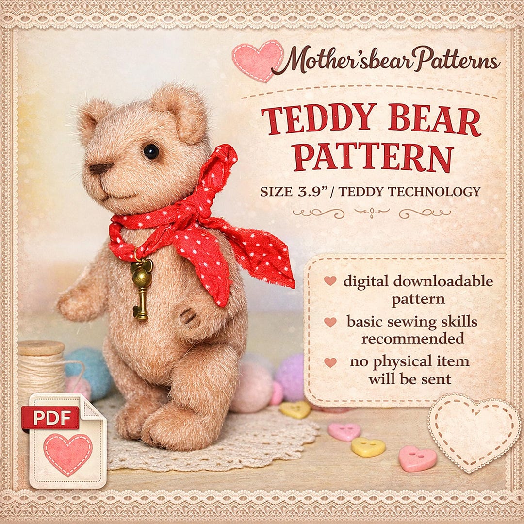 Classic Mini Teddy Bear Sewing Pattern Pdf DIY Tutorial - Etsy