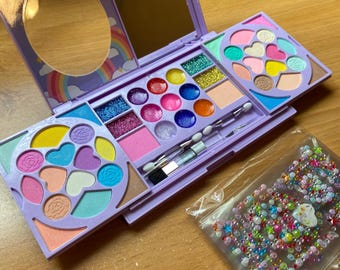 Kids Real Washable Makeup Kit for Girls Ages 3–10 | Non-Toxic Pretend Play Cosmetic Set with Case | Dress Up Gift