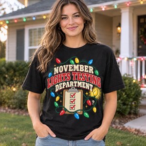 Early Christmas Lights Testing Shirt, November Decorator Tee, Retro Holiday Prep T-Shirt