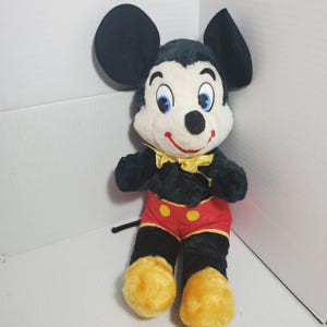 Vintage 50's Walt Disney Mickey Mouse Plush Blue Plastic Eyes Firm Stuffed Doll image 4