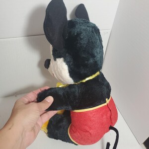 Vintage 50's Walt Disney Mickey Mouse Plush Blue Plastic Eyes Firm Stuffed Doll image 7