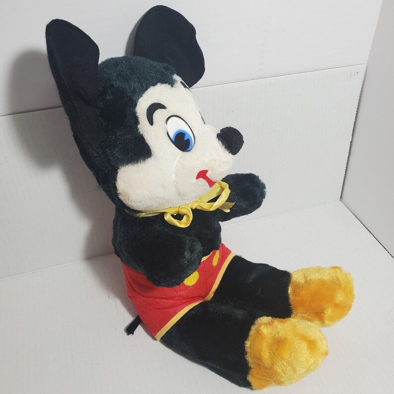 Vintage 50's Walt Disney Mickey Mouse Plush Blue Plastic Eyes Firm Stuffed Doll image 10