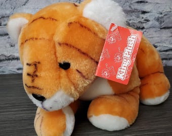 Vintage King Plush ORANGE and Black Stripped TIGER 14" Plush Cat w/Tags