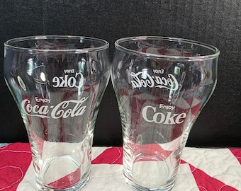 ヴィンテージ コカ・コーラ Enjoy Coke 広告台座グラス 2個セット