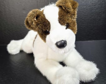Vintage Douglas Cuddle Toy Jack Russell Terrier Plush Junior Dog Brown/White 12"