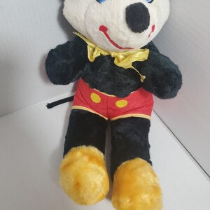 Vintage 50's Walt Disney Mickey Mouse Plush Blue Plastic Eyes Firm Stuffed Doll image 6