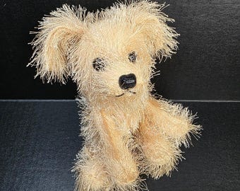 Russ Berrie Scrappy Dog Plush Tan Small Shaggy Fringe Fur Puppy 24555
