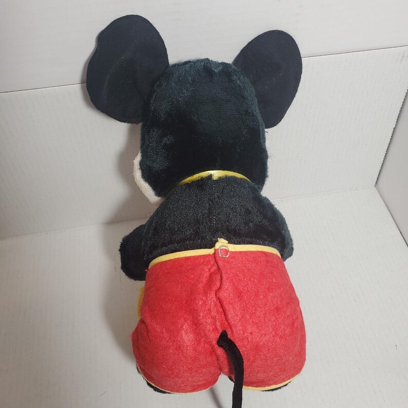Vintage 50's Walt Disney Mickey Mouse Plush Blue Plastic Eyes Firm Stuffed Doll image 8