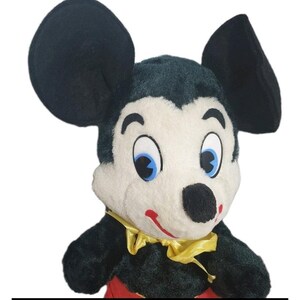 Vintage 50's Walt Disney Mickey Mouse Plush Blue Plastic Eyes Firm Stuffed Doll image 2