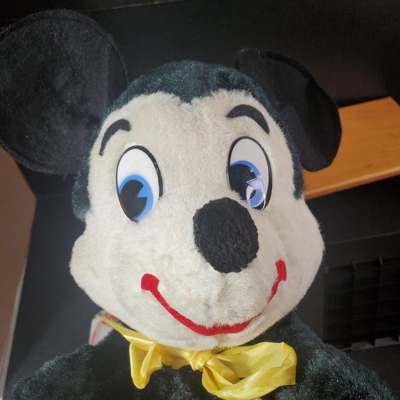 Vintage 50's Walt Disney Mickey Mouse Plush Blue Plastic Eyes Firm Stuffed Doll image 3