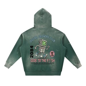 Sudadera con capucha vintage del Digital Dashers Club, regalo retro de robot corredor, sudadera de chándal deshilachada
