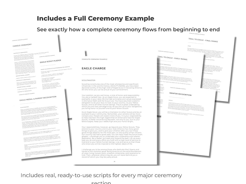 Eagle Script Menu. Example Eagle Scout Court of Honor Script Pack, Printable Ceremony Scripts ...